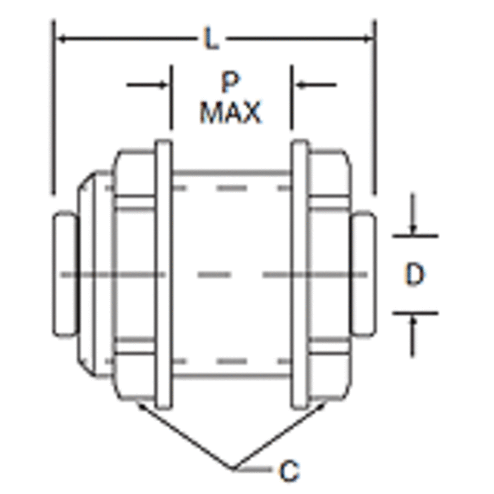 Kynar PVDF Bulkhead Union - 1/4 x 1/4