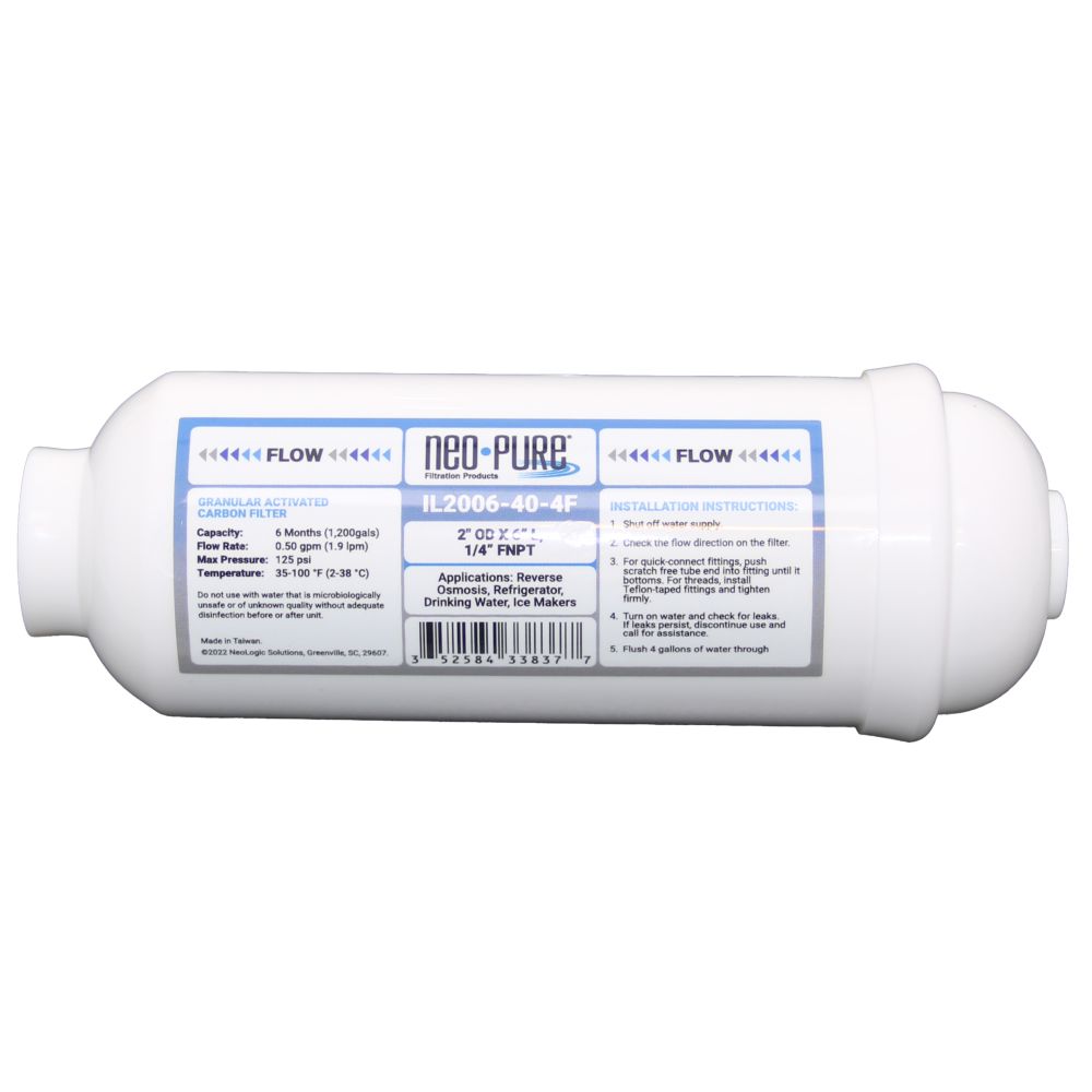 Neo-Pure Inline 2x6 5mic Postfilter GAC CTO 1/4" FNPT