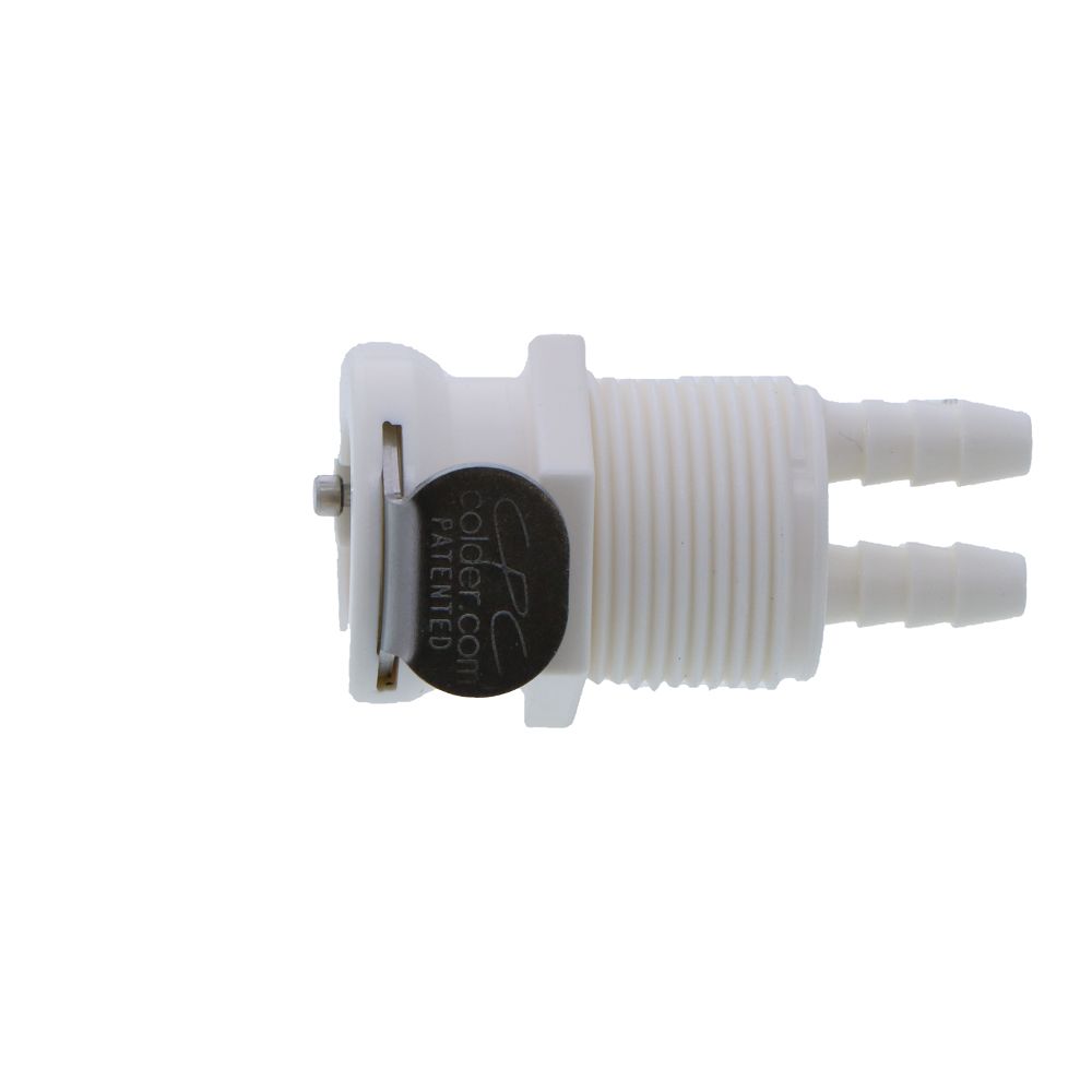 Colder PTC1602096 Non-Valved Panel Mount Hose Barb Coupling Body - 1/8 ID Barb