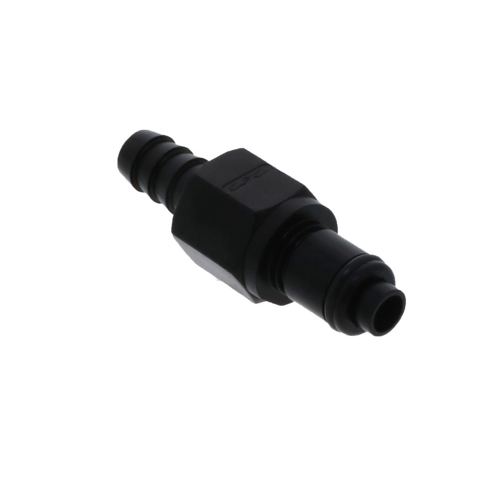 PLCD22005VB Valved In-Line Hose Barb Black Coupling Insert 5/16 ID Barb Viton O-ring
