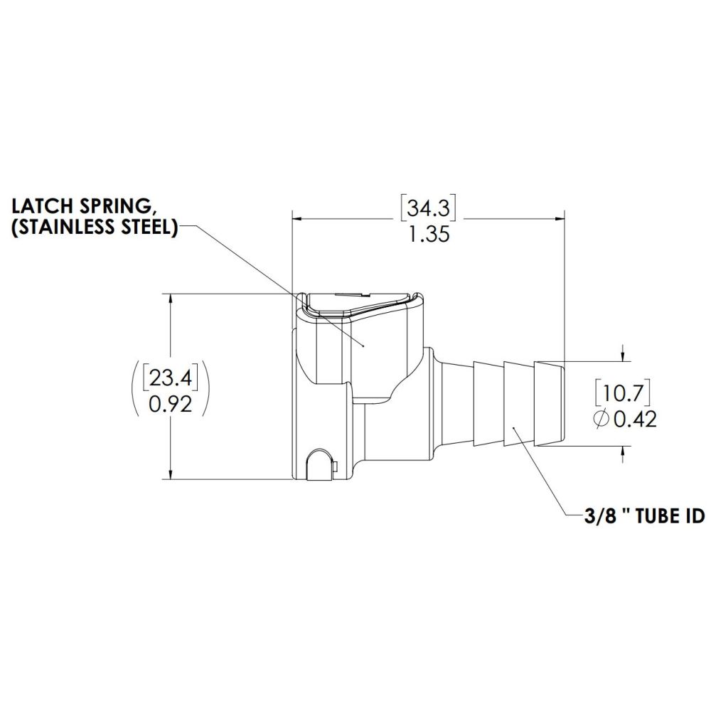 LinkTech 50AC Series Straight Female, Non-valved, 3/8" HB, Natural Acetal