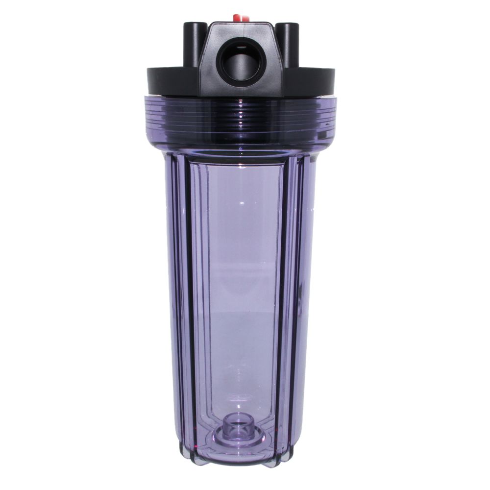 10" Neo-Pure Standard Water Filter Housing Black/Clear with Pressure Relief - 3/4" FPT