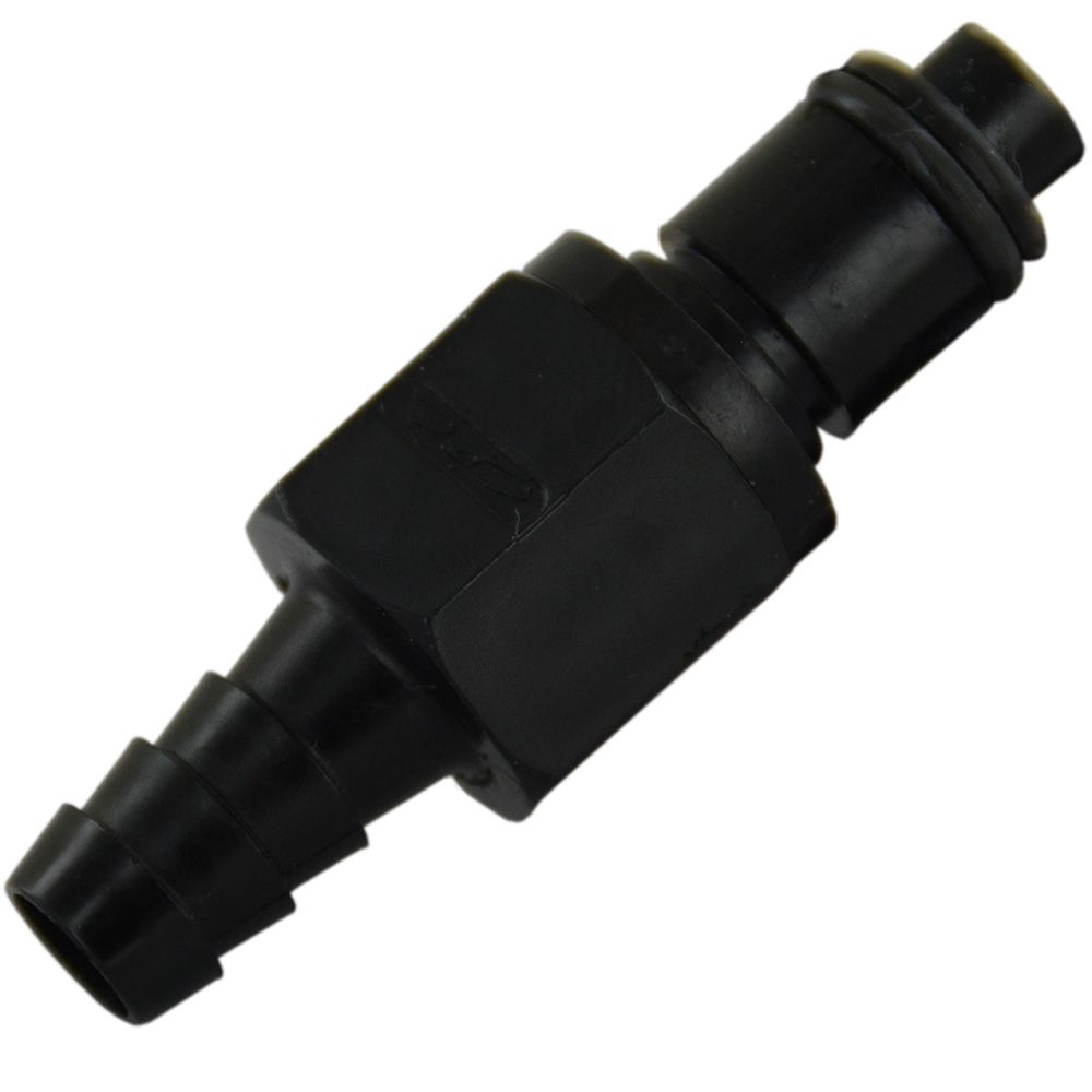 PLCD22005VB Valved In-Line Hose Barb Black Coupling Insert 5/16 ID Barb Viton O-ring