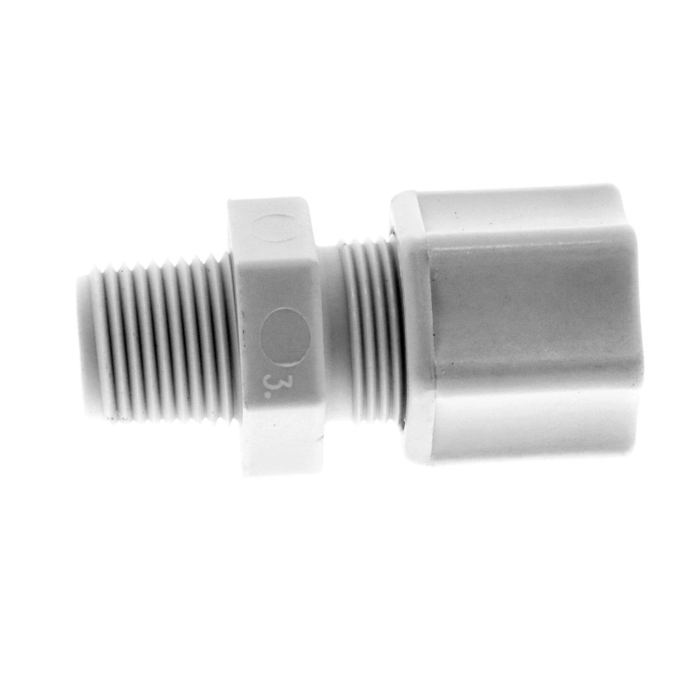 JACO 10-8-6-P-O Polypropylene Male Connector 1/2 OD Tube x 3/8 MPT