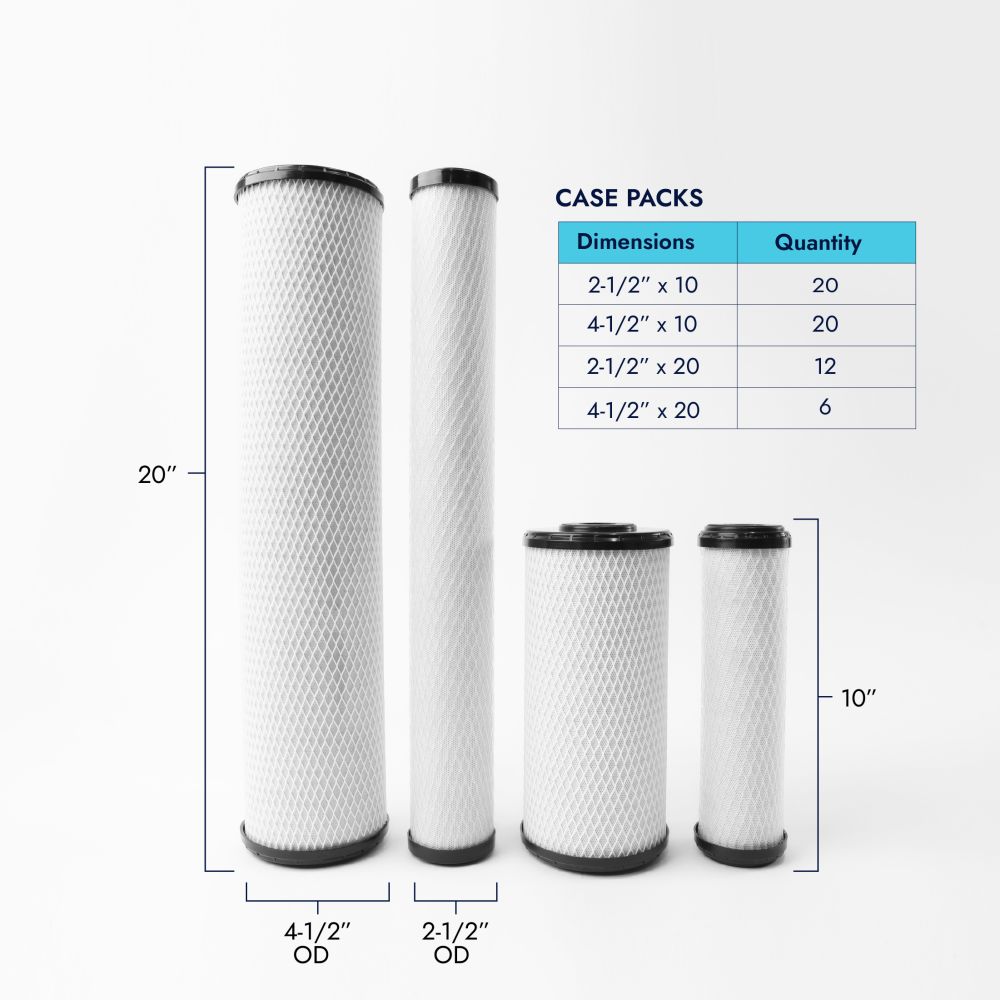 Neo-Pure CTOX-2520 20 x 2-1/2 CTO/Cyst/LEAD/VOC Carbon Block Water Filter 0.5 mic