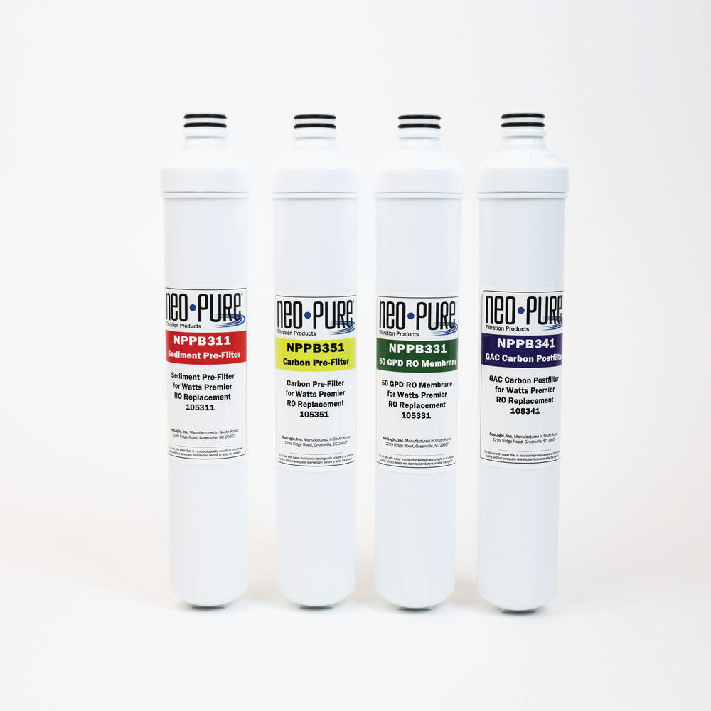 Neo-Pure RO Pure Plus VOC 4 Pack Filter Kit Replacement For Watts Premier 531160