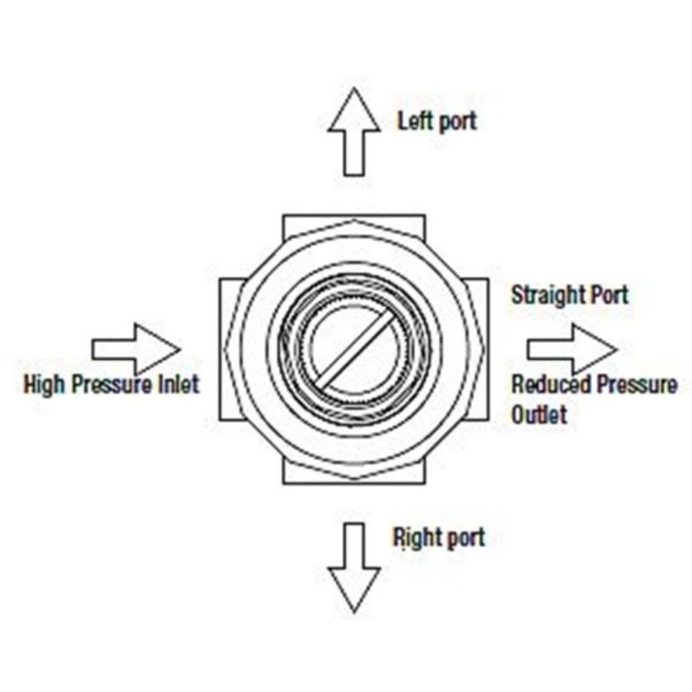 Watts P60 Series Miniature Plastic Water Pressure Regulator - 4 Way - 1/4" FNPT 0-60 psi - Viton Seal