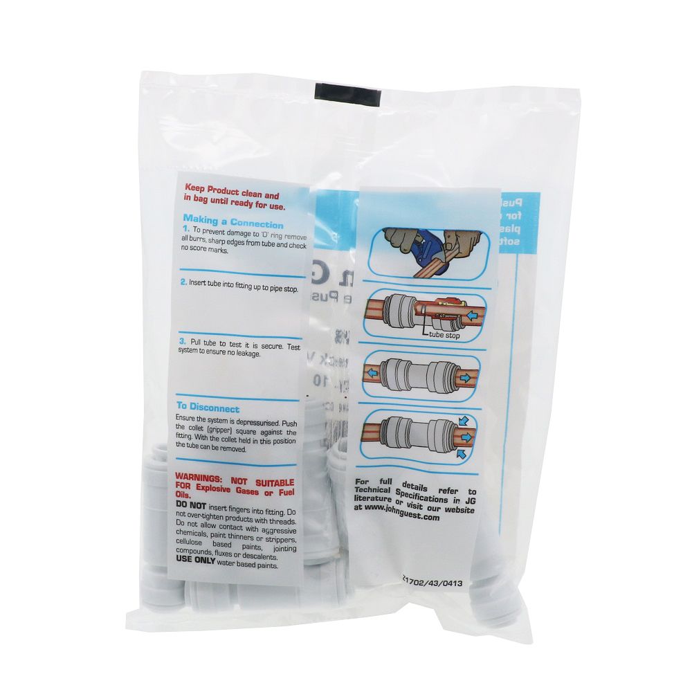 John Guest Check Valve - 1/4" 5.0 psi Crack Pressure