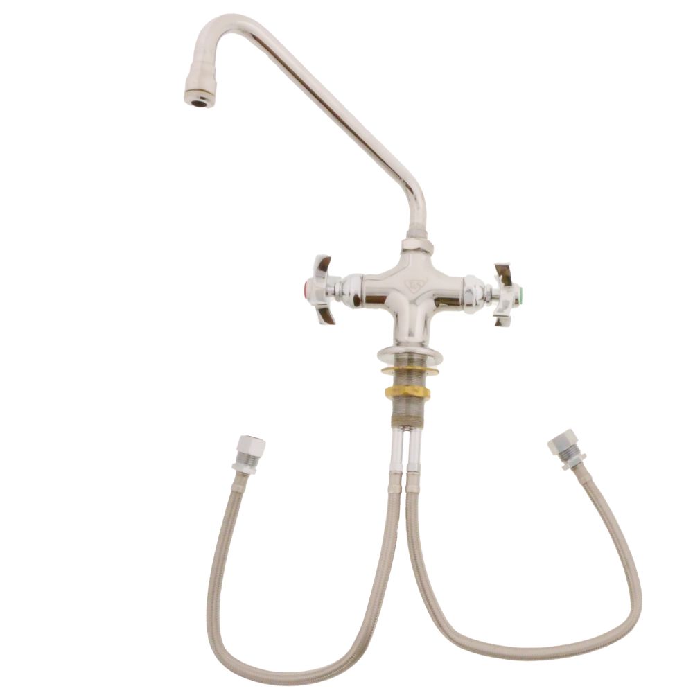 T&S Brass BL-5750-01 Deck Mount Lab Mixing Faucet with Swivel Gooseneck, Stream Regulator Outlet
