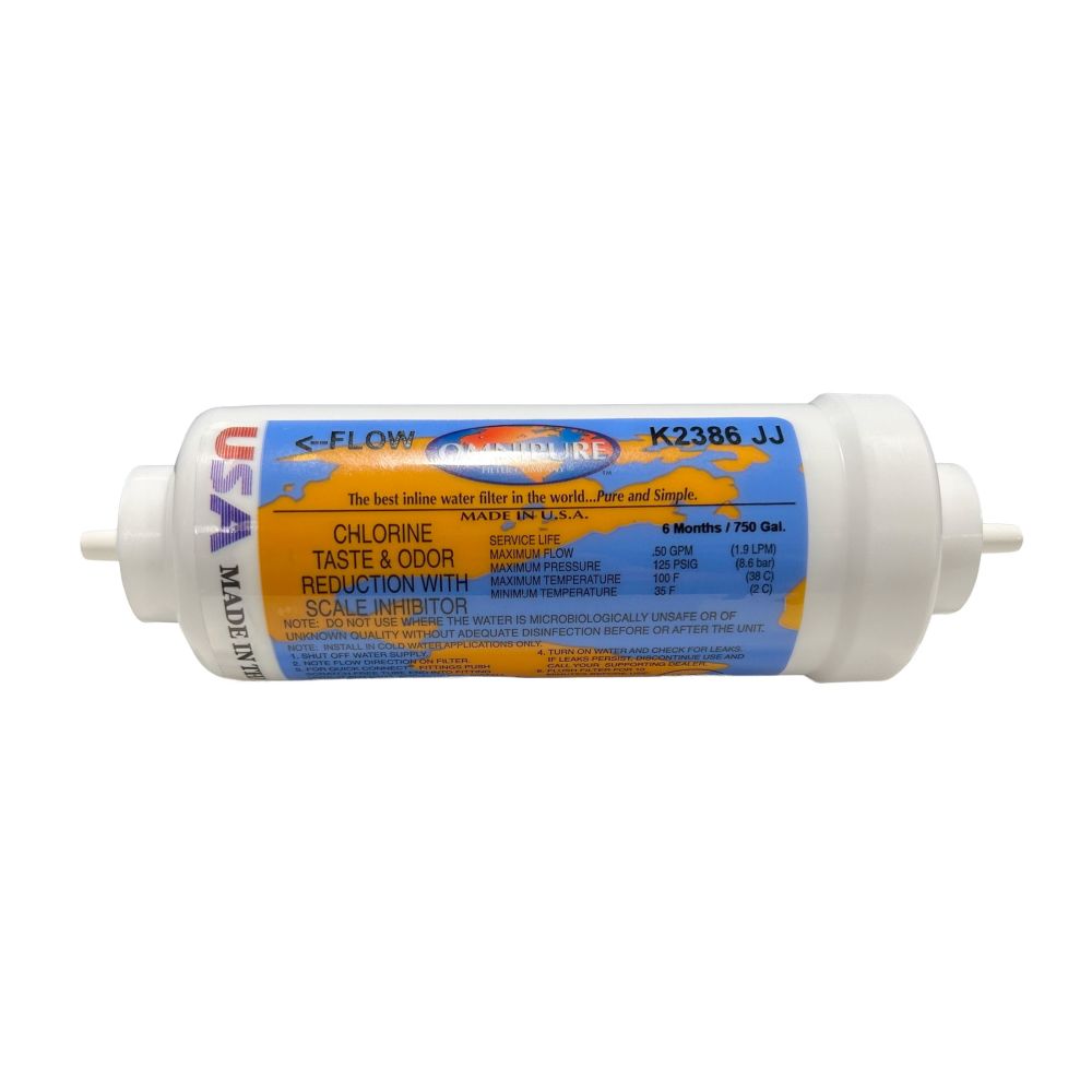 Omnipure K2386-JJ Inline GAC/Phosphate 1/4" QC - 6" x 2" tube Filter