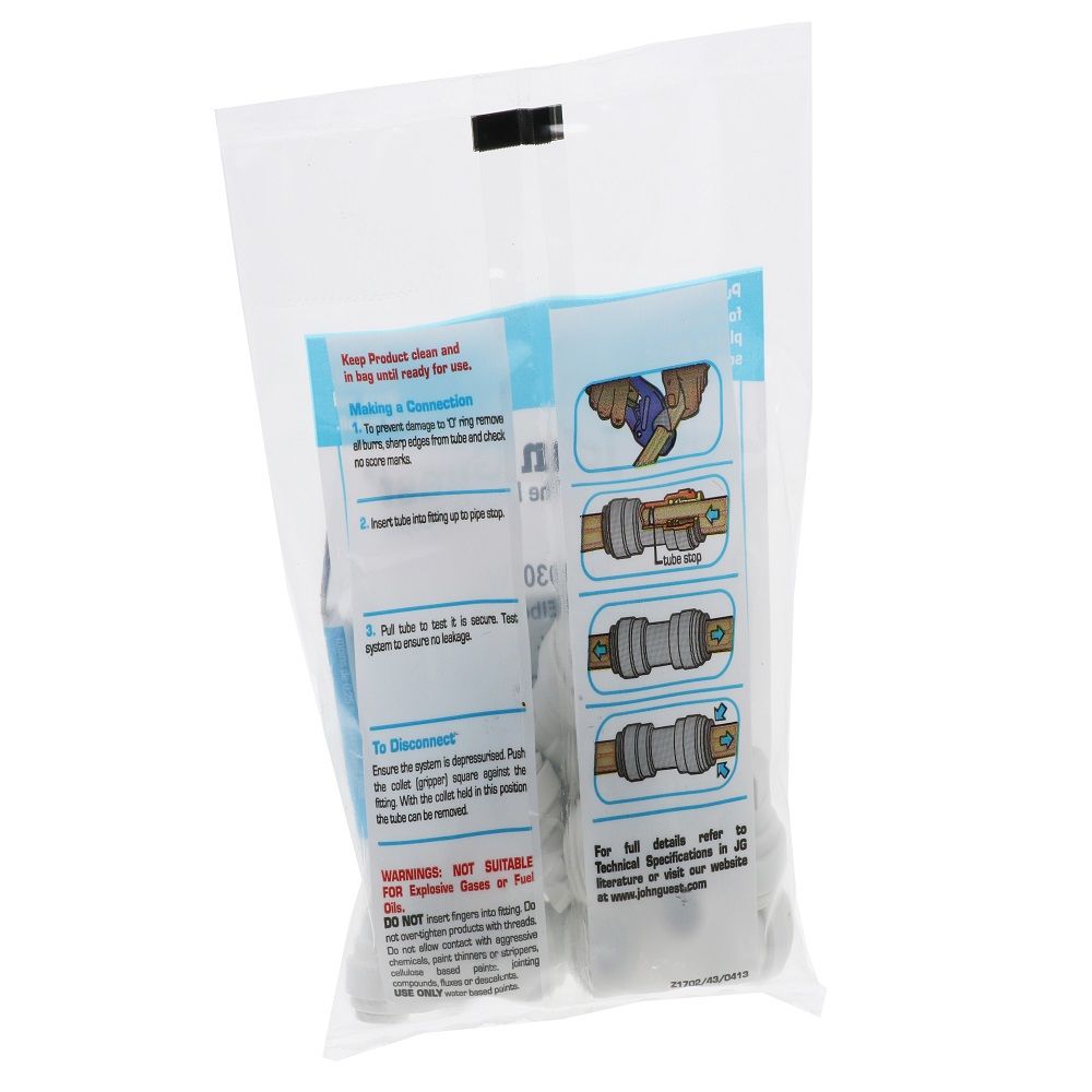 John Guest Union Elbow Polypro - 5/16