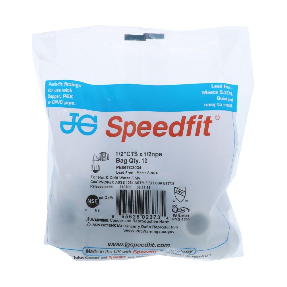 John Guest Female Swivel Elbow - 1/2 CTS x 1/2 NPS