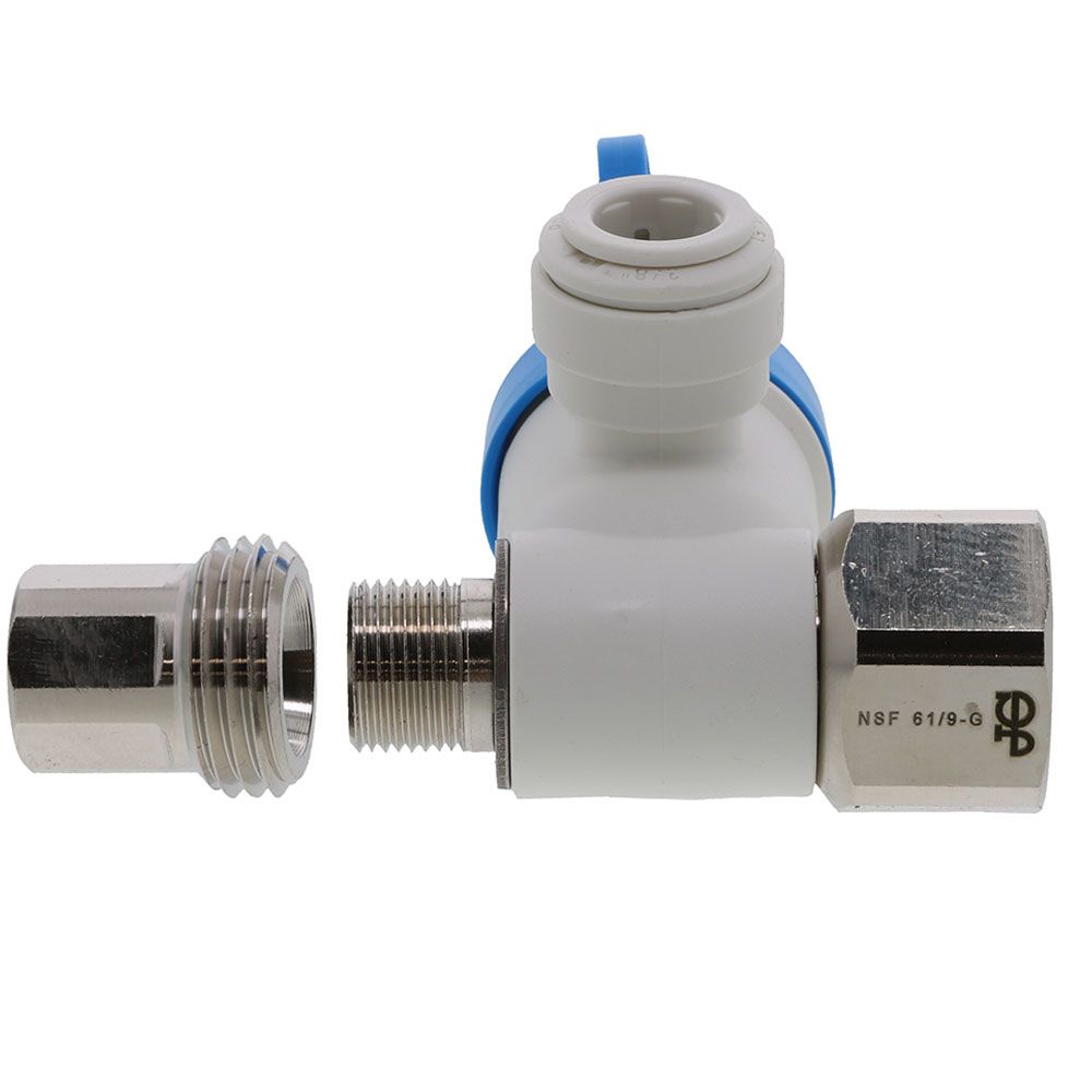 John Guest Conversion Thread Angle Stop Adapter Valve Lead-Free - 1/2 x 3/8 x 3/8