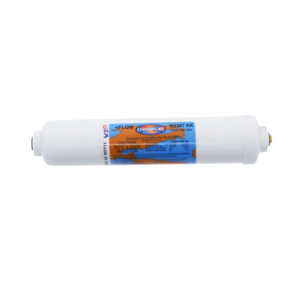 Omnipure Inline K2567-KK GAC + 0.5lb KDF 55 - 10" x 2" Filter - 3/8" Quick Connect