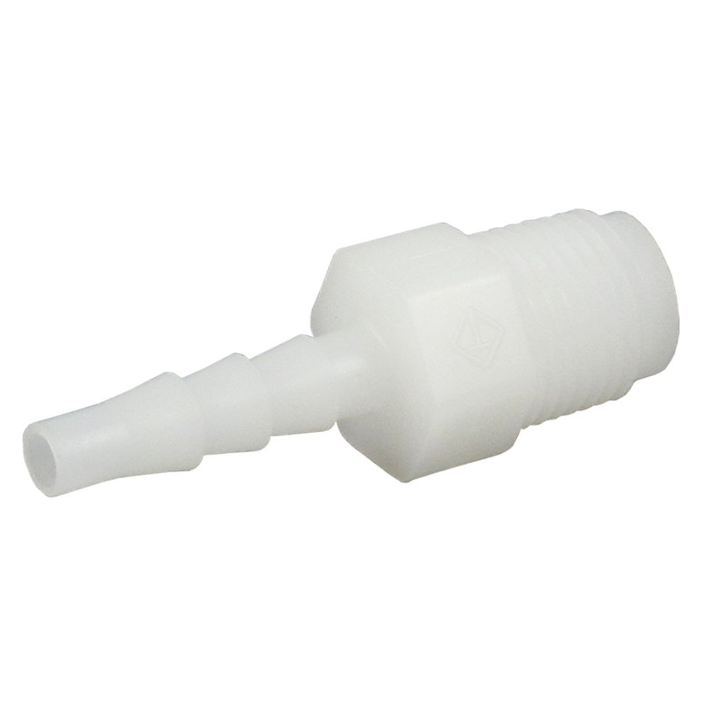 Male Barb Connector Natural Polypropylene - 5/32 ID Barb x 1/8 MNPT