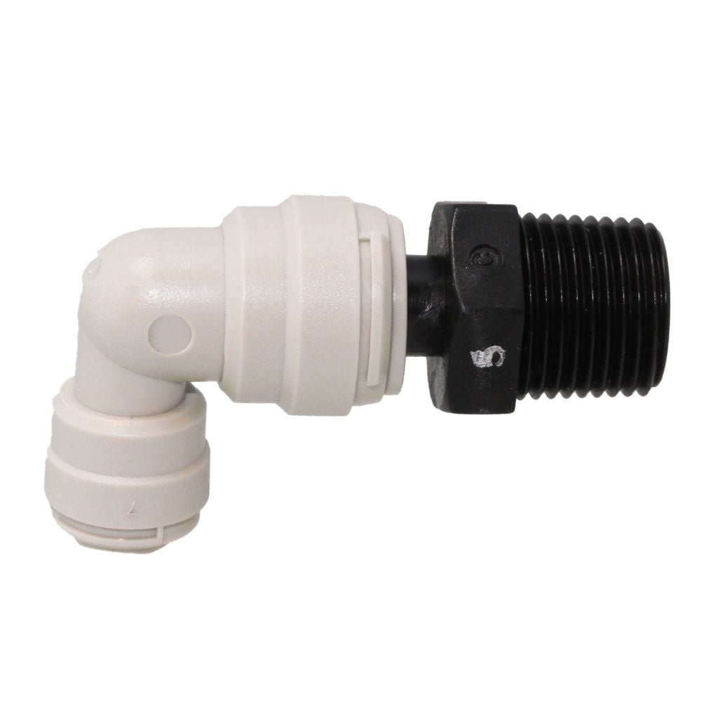 Swivel Elbow with 0.5 GPM Flow Restrictor 1/4 x 3/8 MPT