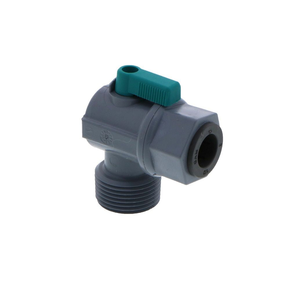 Shut-Off Valve-PVC Elbow Male NPT - 1/2 Push-in x 3/4 Male NPT