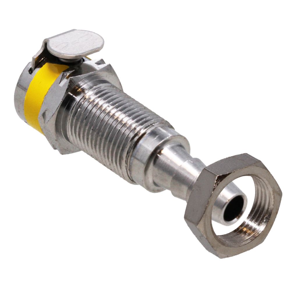 Colder MC1604K2 1/4 Hose Barb Non-Valved Panel Mount Chrome-plated Brass Coupling Body - Yellow