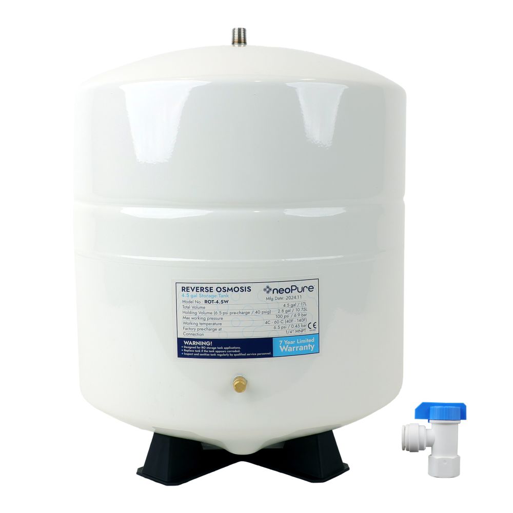 NeoPure ROT-4.5W Reverse Osmosis Storage Tank Powder Coated Steel 4.5 Gal with NeoFit Tank Valve