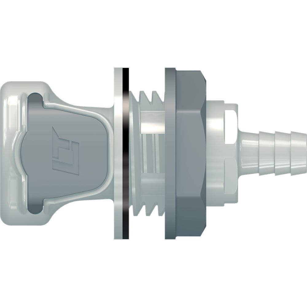 LinkTech 60PP Series Panel Mt. Female, Valved, 3/8" HB, Polypropylene, EPDM