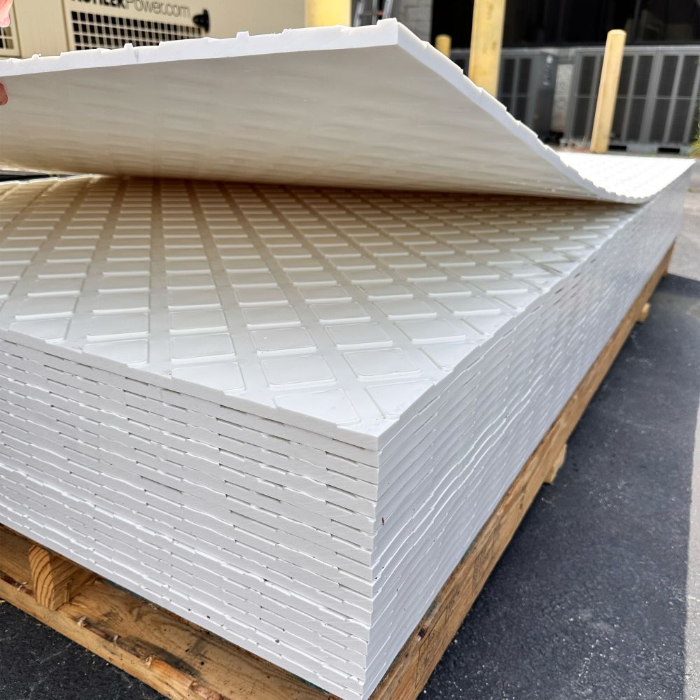 HDPE Ground Protection Mat Sheet with Tread 4'x8' - White