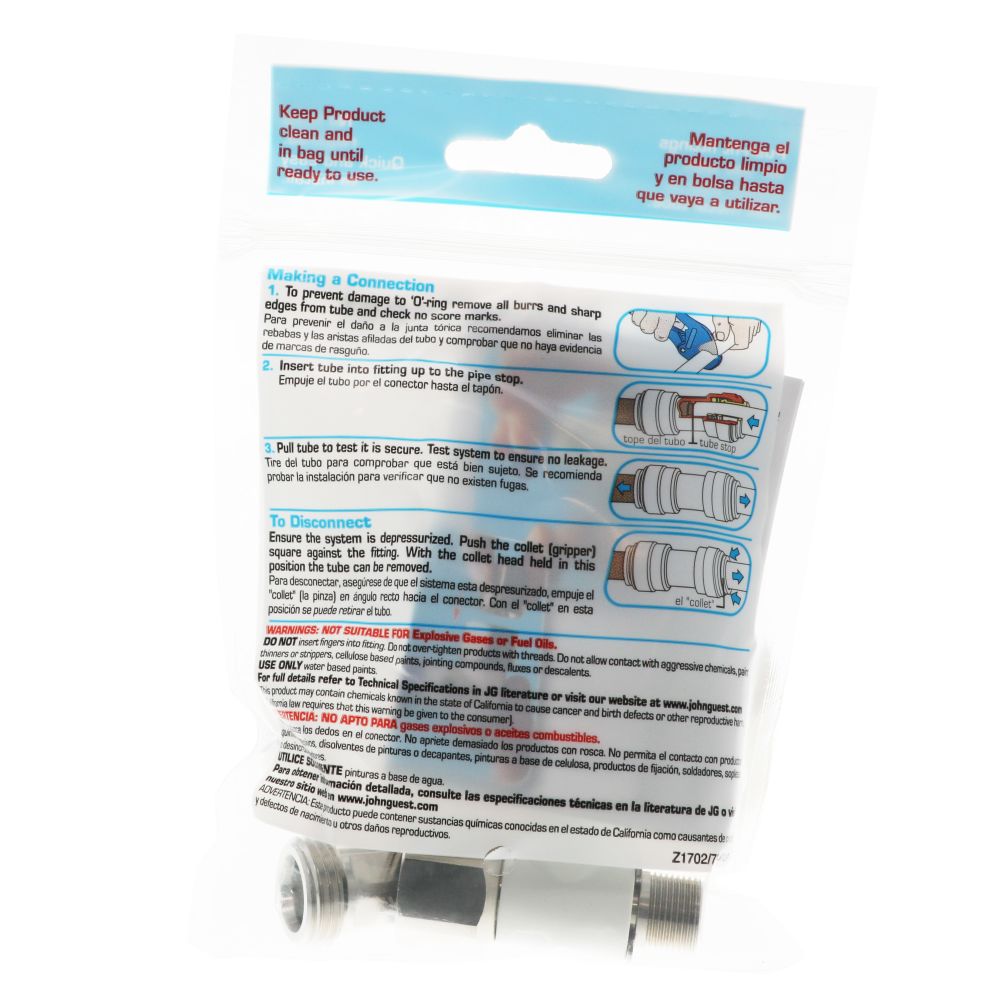 John Guest Angle Stop Adapter Valve - 1/2 x 3/8 x 1/4