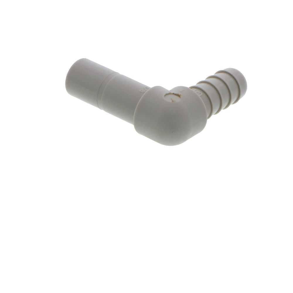 DMfit Stem Elbow Barb Connector - 3/8 OD Stem x 5/16 ID Barb
