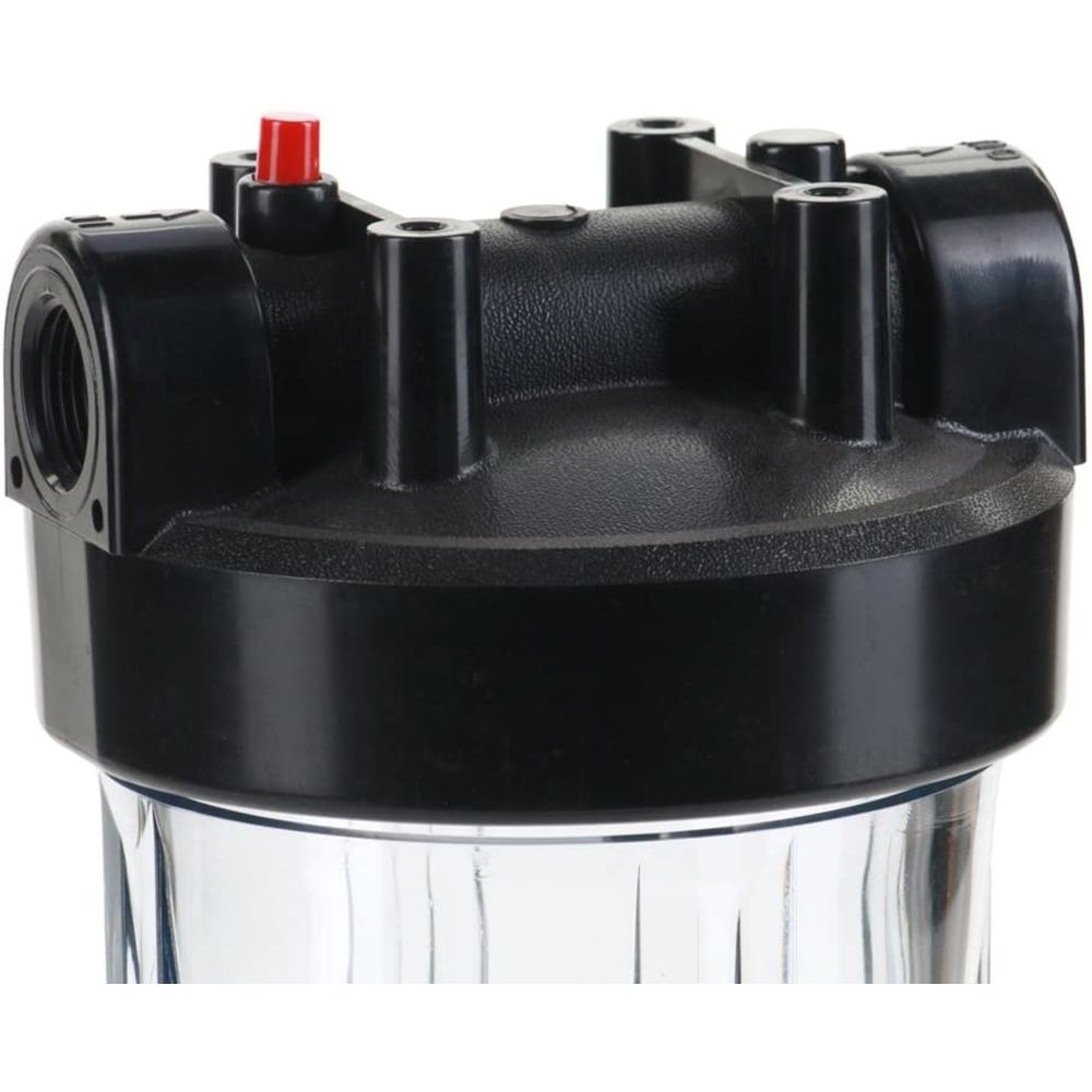 HF45-10CLBK10PR Water Filter Housing 10" - 1" Ports, Clear Body w/PR