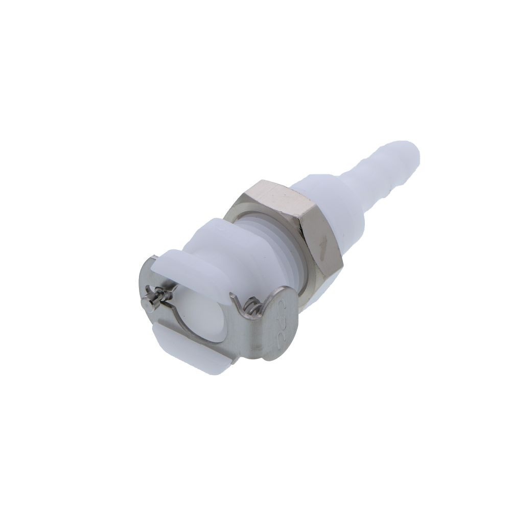 PMCD1603 Valved Panel Mount Hose Barb Coupling Body 3/16 ID Barb