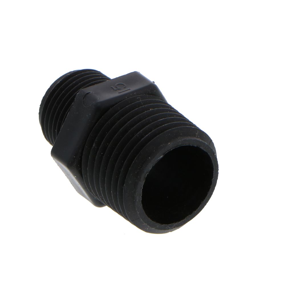 Nipple Hex - 1/2 x 3/8 MPT Black Polypropylene