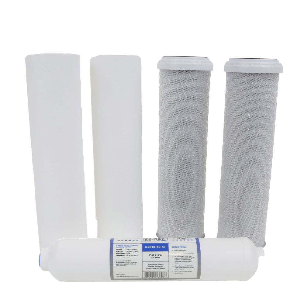 Pentek RO-2500 and RO-2550 RO System Replacement Prefilter and Postfilter Kit Compatible with Vertex Green Machine PT-4G and PT-4GS