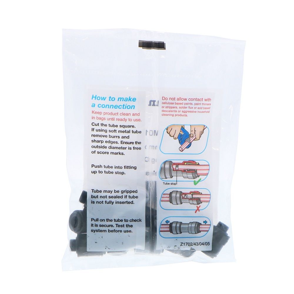 John Guest Male Connector BLACK ACETAL - 8mm x 1/8 BSPP