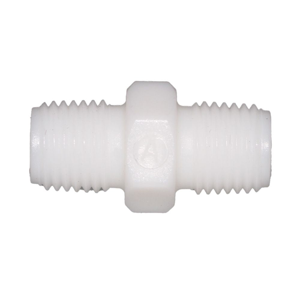 Hex Pipe Nipple 1/4" MNPT Polypro White