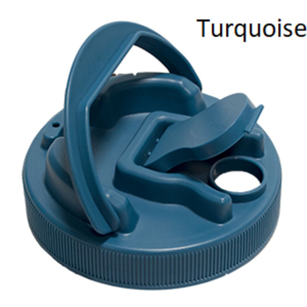 Glass Jar 1 GAL Wide Mouth Flint w/ Pour Lid and Handle - Turquoise Lid