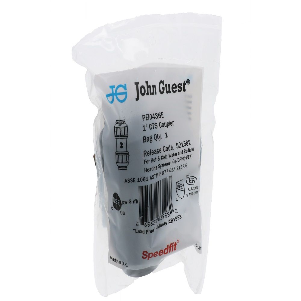 John Guest Black Coupler - 1 CTS