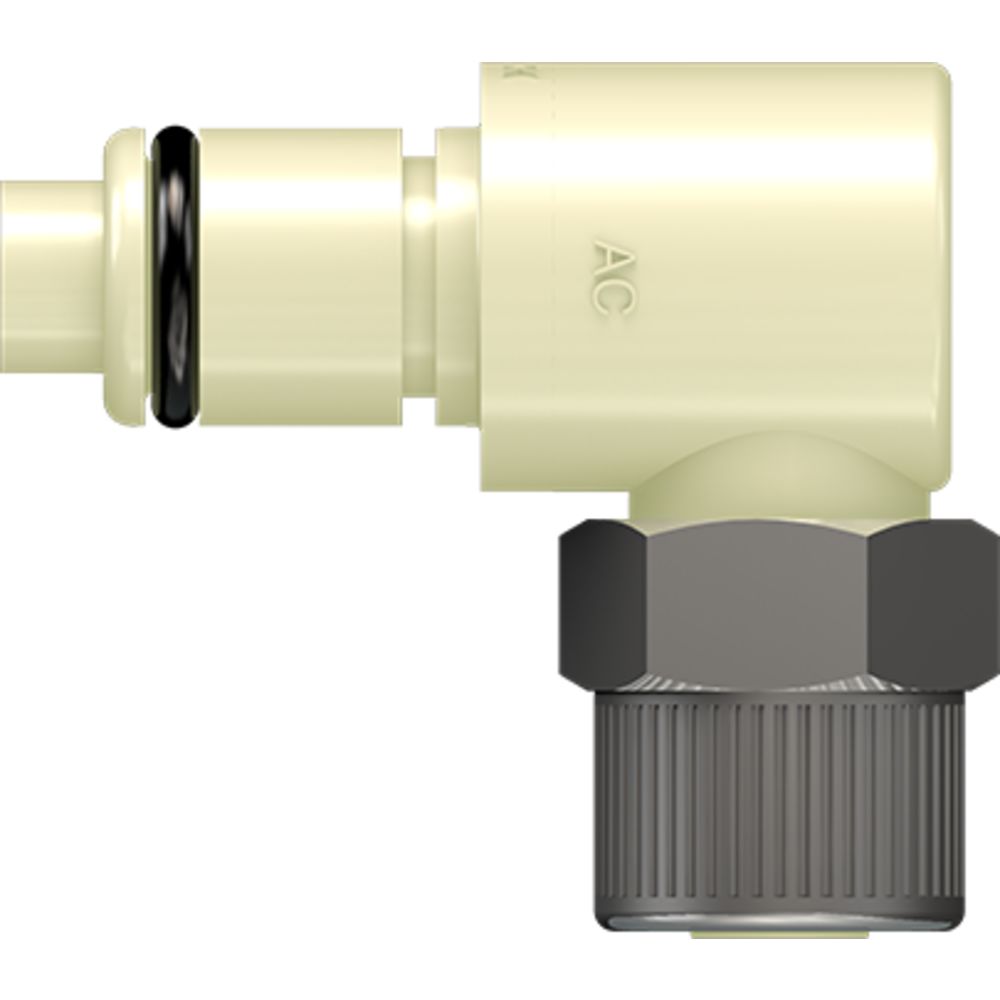 LinkTech 40PP Series Elbow Male, Valved, 3/8" PTF, Molded Almond Color, Polypropylene