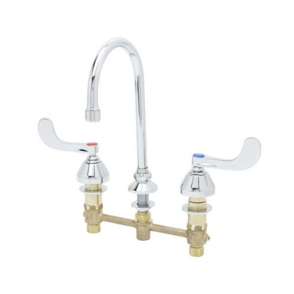 B-2866-05 Medical Faucet, 8" Centers, Swivel/Rigid GN, Non-Splash Aerator, 4" Wrist Action Handles