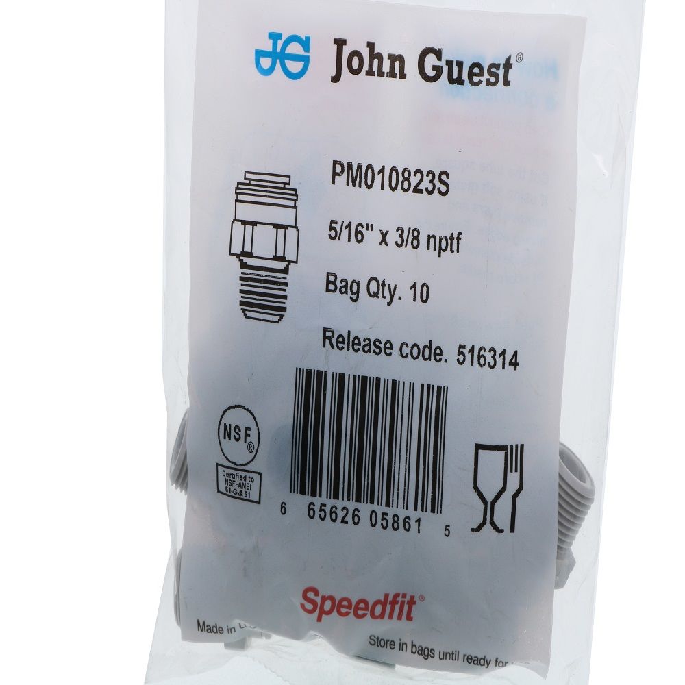 John Guest Male Connector NPTF - 5/16 x 3/8 NPTF