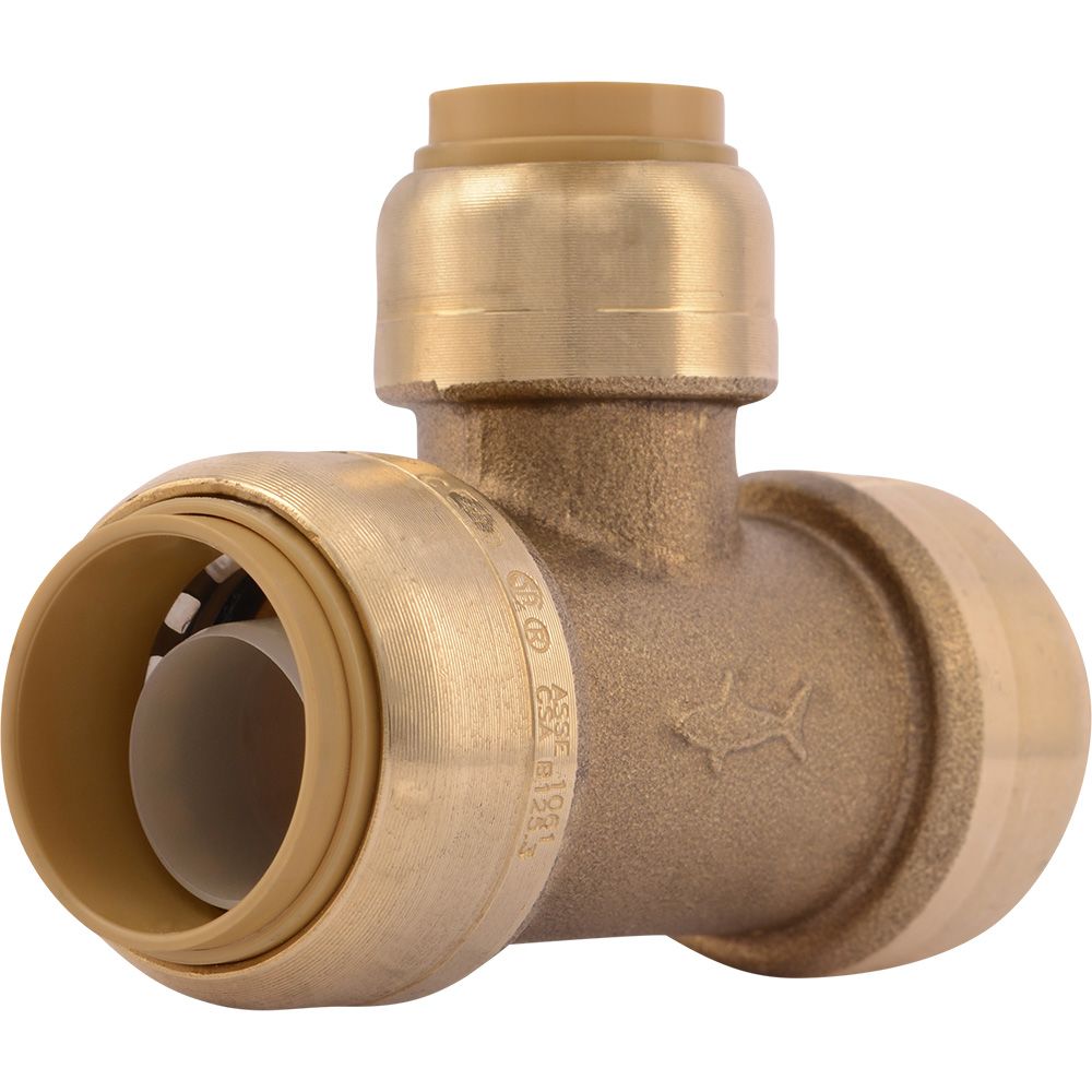 SharkBite® U412LF Lead-Free Brass Push-to-Connect Reducing Tee - 3/4" x 3/4" x 1/2"