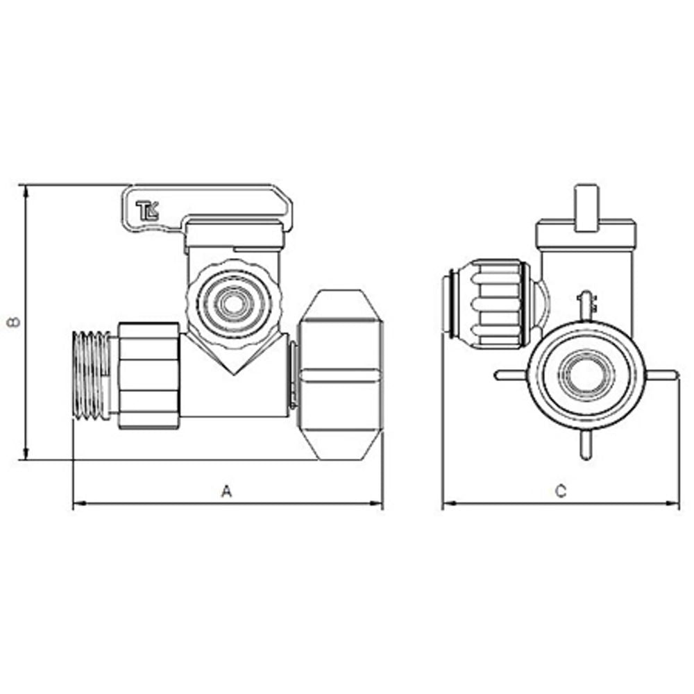 Twistloc AVA-6714 Angle Stop Adapter Valve 1/2 x 1/2 x 3/8