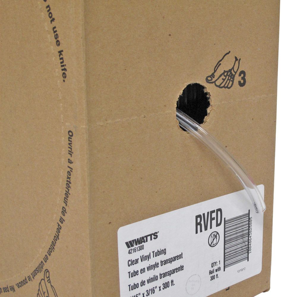 Watts RVFD Clear Vinyl Tubing 3/16 ID x 5/16 OD x 300'