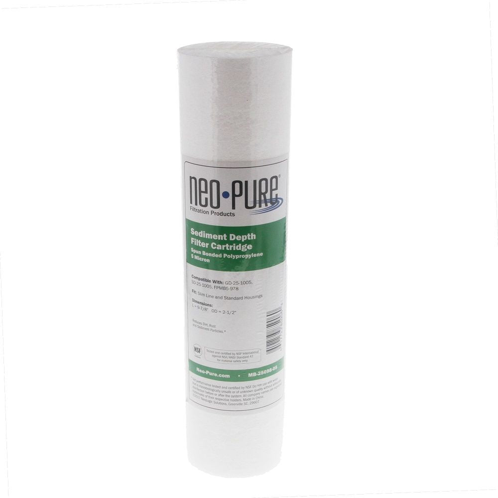Neo-Pure MB-25098-05 9-7/8" Polypropylene Sediment Depth Filter 5 Mic