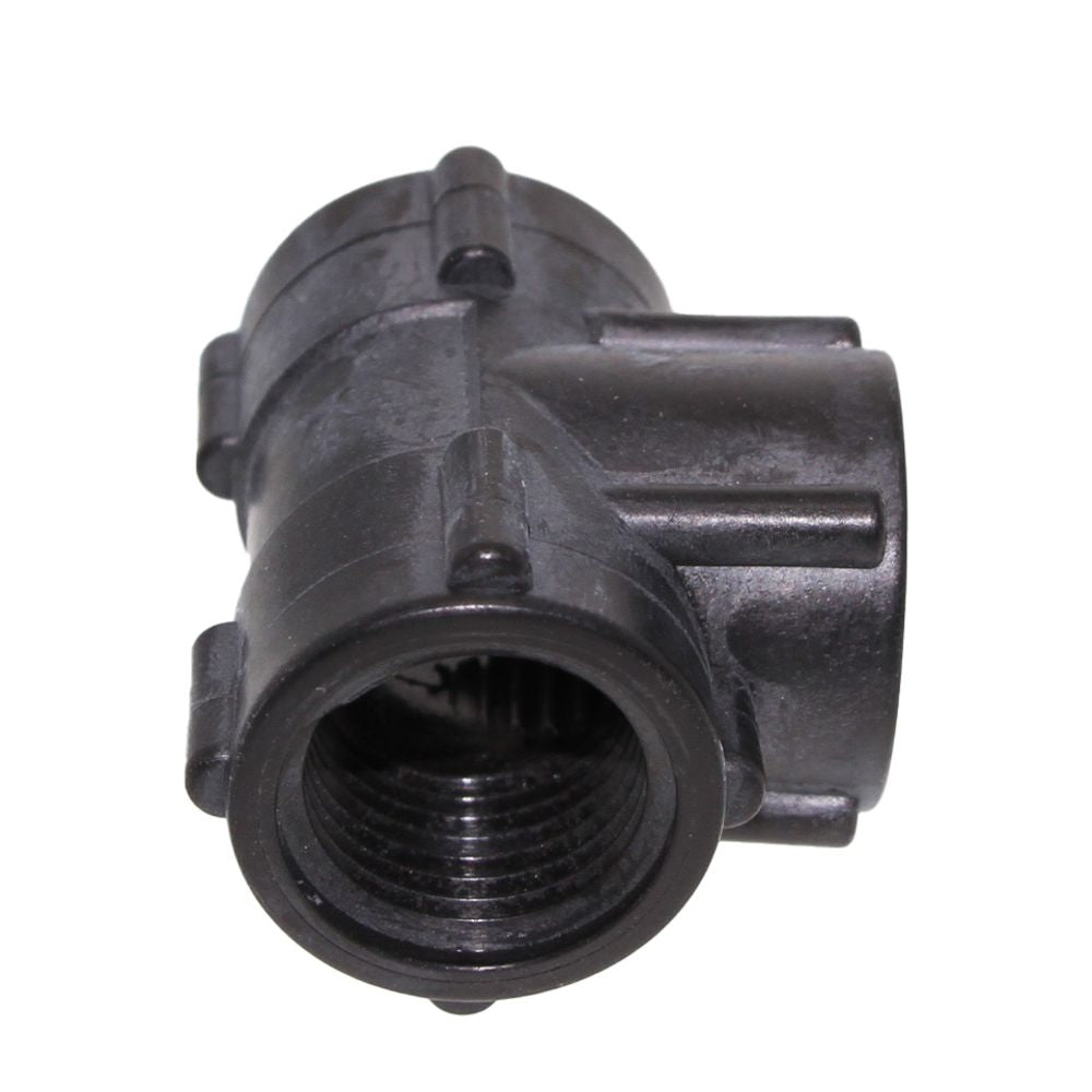 Tee Union Female - 1/2 FPT x 1/2 FPT x 1/2 FPT - Black Polypropylene