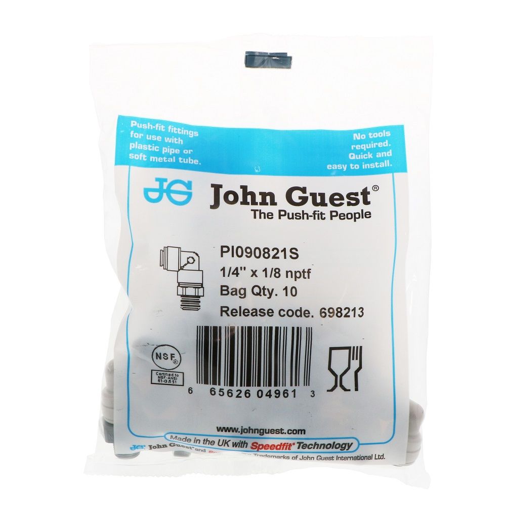 John Guest Swivel Elbow NPTF - 1/4 x 1/8 NPTF