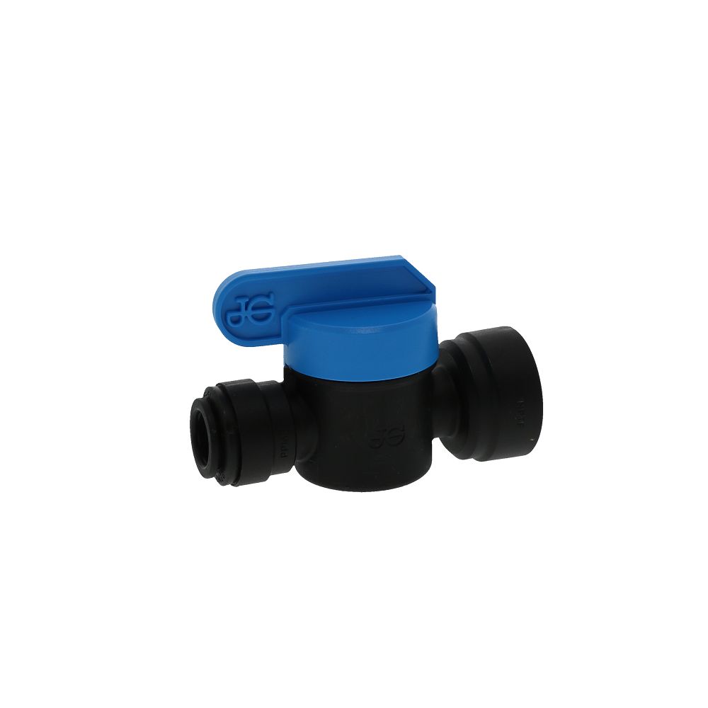 John Guest Shut-Off Valve Female NPTF Black Polypropylene - 3/8 Tube x 3/8 NPTF Female