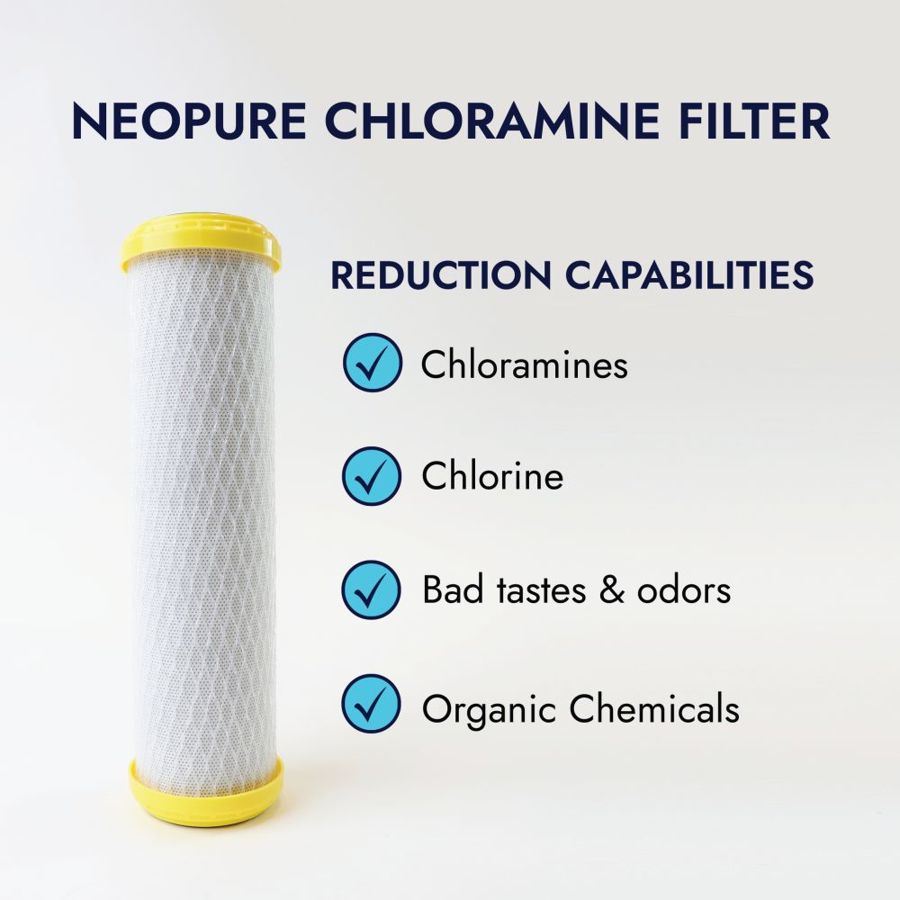 Neo-Pure CHLM-2510 9-7/8" x 2-1/2" Chloramine Carbon Block Filter 1 micron