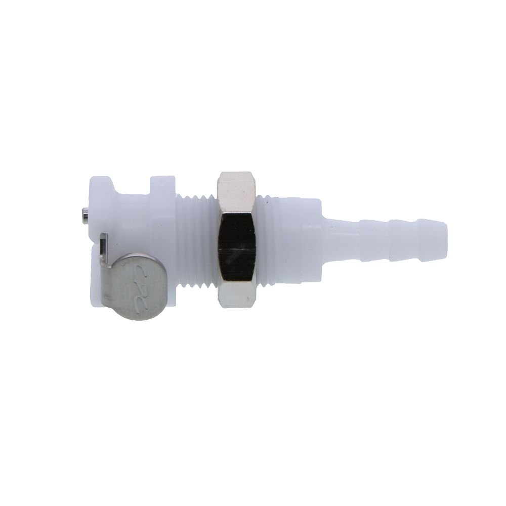 PMCD1603 Valved Panel Mount Hose Barb Coupling Body 3/16 ID Barb