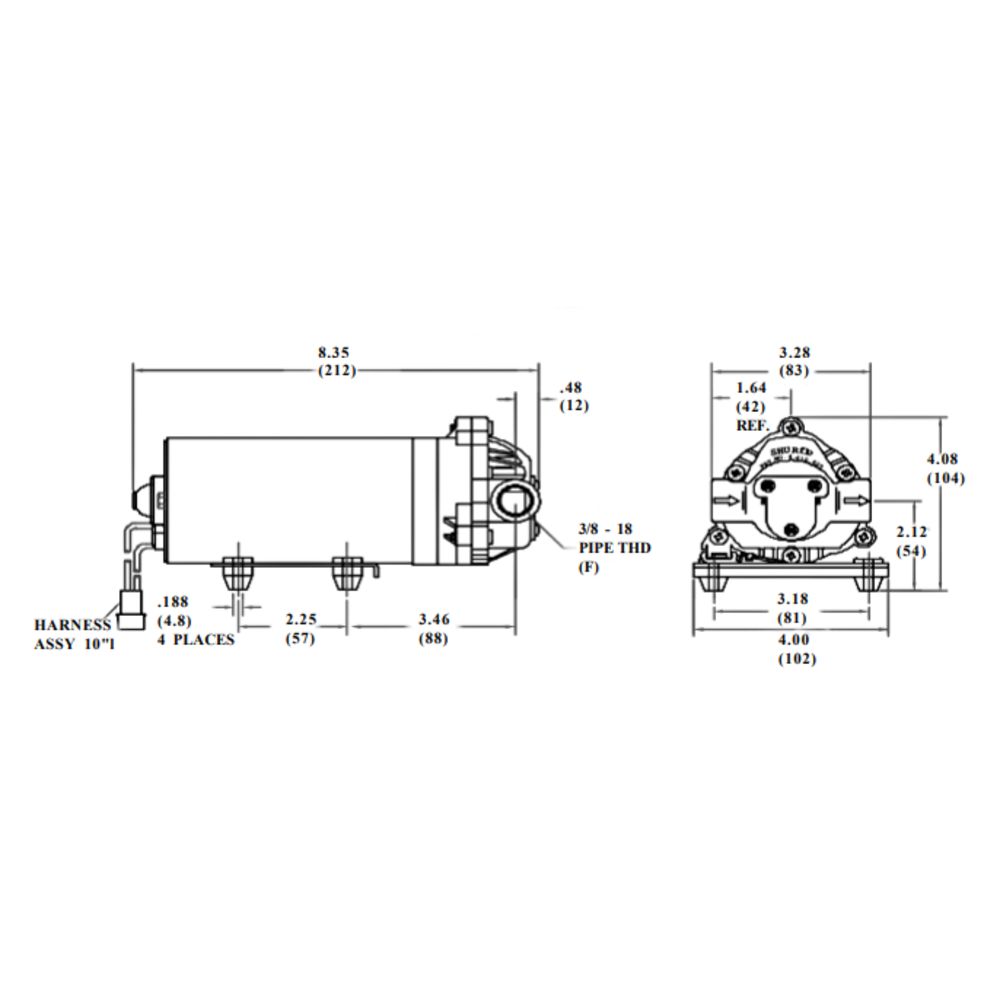 Shurflo 8005-952-899 RO Booster Pump 100 psi Bypass 24/36 VDC