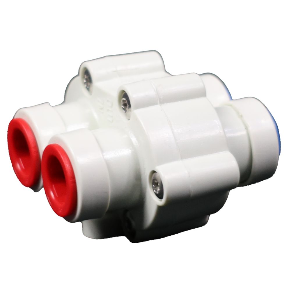 ASV-3006-WRB Automatic Shut-off Valve for Permeate Pumps 4 Way 3/8 QC, White