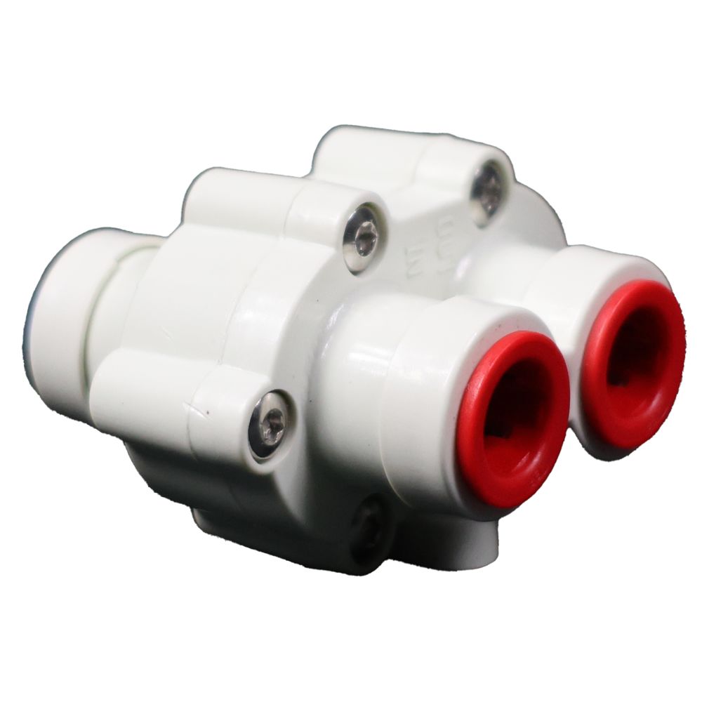 ASV-3006-WRB Automatic Shut-off Valve for Permeate Pumps 4 Way 3/8 QC, White